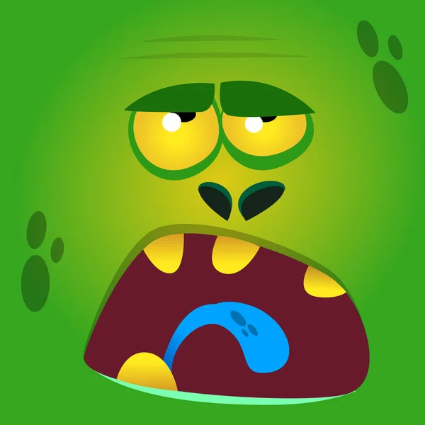 Cartoon zombie face vector icon. Cute square avatars for Halloween — Stock Vector