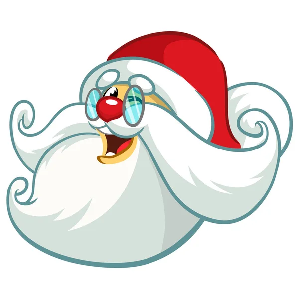 Divertido icono de Santa Claus cabeza. Caricatura vectorial — Vector de stock