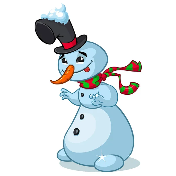 Рождественский снеговик в шляпе. Векторная иллюстрация — стоковый вектор