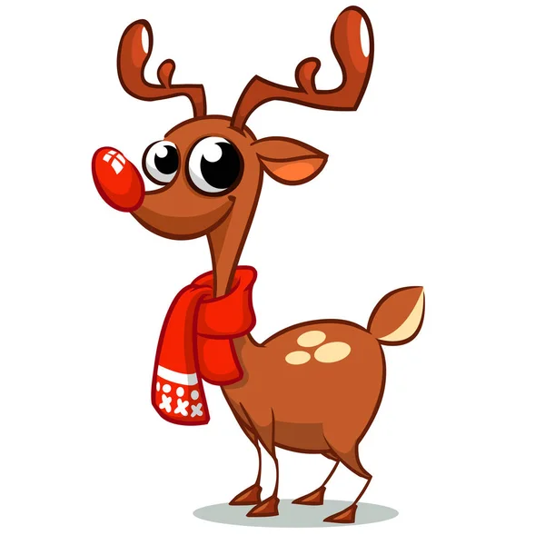 Illustratie van een happy cartoon kerst Reindeef. Vector teken — Stockvector