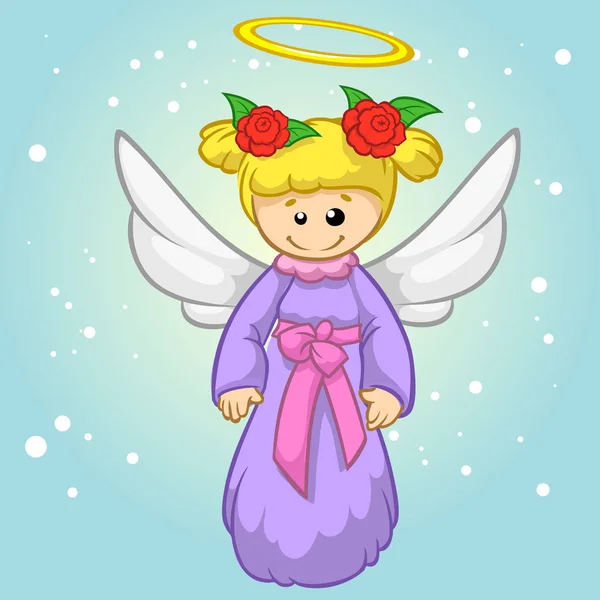 Vetor ilustração bonito Natal voador anjo personagem — Vetor de Stock