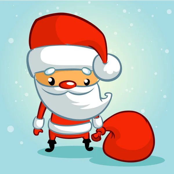 Funny Santa Claus. Christmas greeting card background poster. Vector illustration. — Stock Vector
