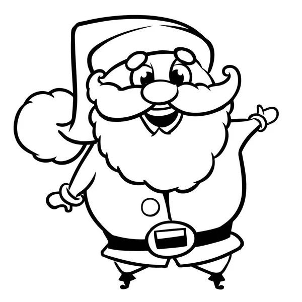 흑인과 백인 페이지 개요는 산타 클로스의 색소. 크리스마스 캐릭터 라인 아트 — 스톡 벡터