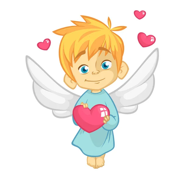 Desenhos animados ilustração de personagem Cupido para o Dia de São Valentim isolado no branco — Vetor de Stock