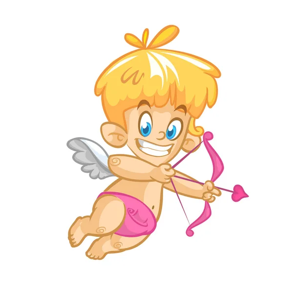 Desenhos animados de pequeno cupido bonito. Dia dos Namorados Vector ilustração —  Vetores de Stock