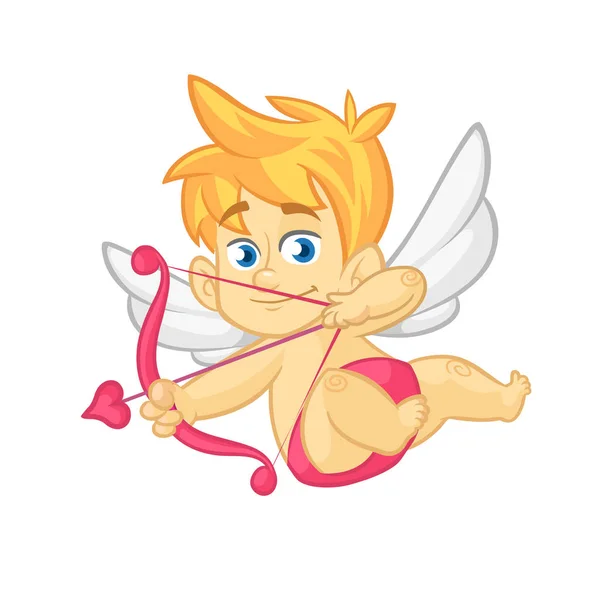 Funny little Cupid aiming at someone with an arrow of love. 