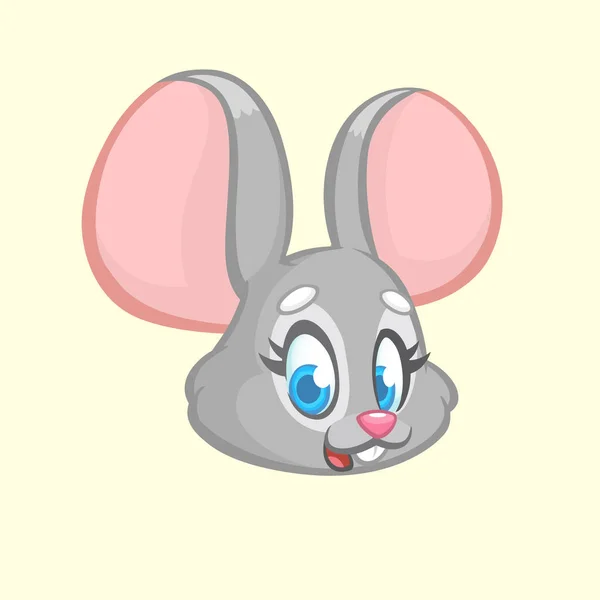 Kreslená myš. Vektorové ilustrace hlavy ikony šedé myši — Stockový vektor