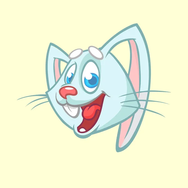 Bunny ikonen element. Tecknad av en skrattande kanin huvud isolerade vit bakgrund. Påsk vektorillustration — Stock vektor