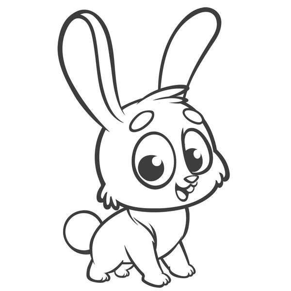 Окраска страниц. Животные. Карикатура на маленького милого кролика, стоящего и улыбающегося. Очертания линии. Векторная иллюстрация кролика — стоковый вектор