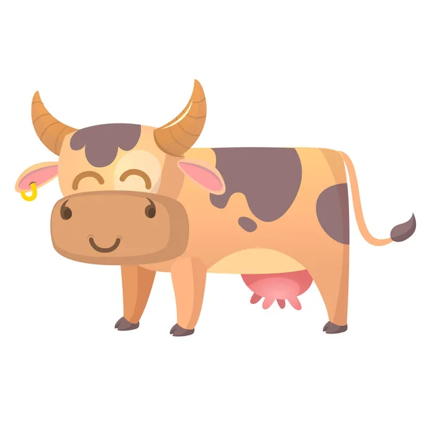 Ilustración vectorial de Cartoon Cow. Animales de granja aislados sobre fondo blanco — Vector de stock