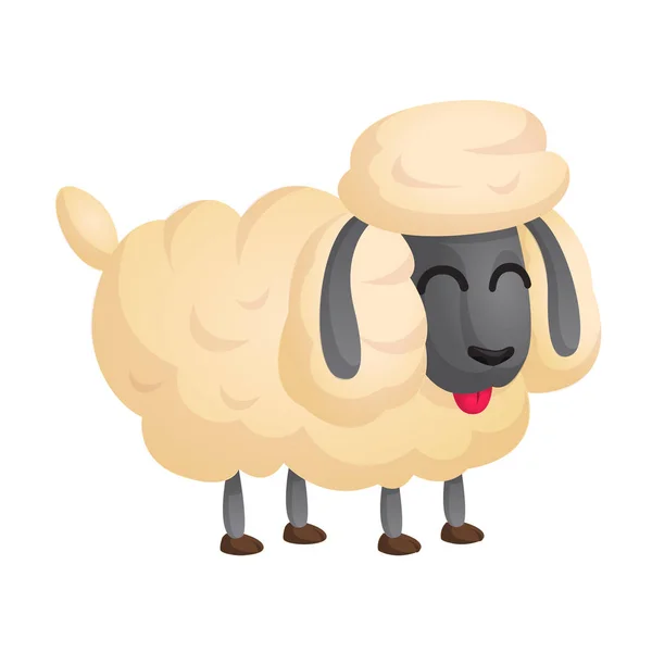 Cute cartoon sheep. Farm animal vector illustration isolated on white. — Stock Vector