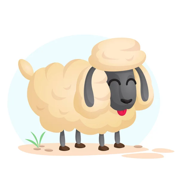 Cute cartoon sheep. Farm animal vector illustration isolated on simple background — Stock Vector