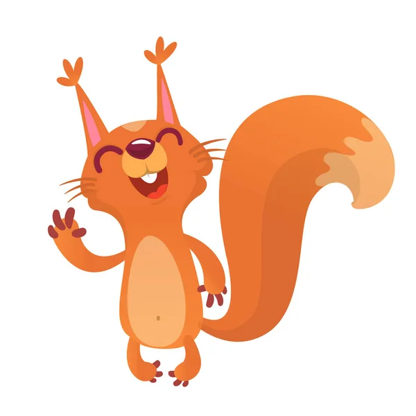 Leuke cartoon eekhoorn in speelse stemming. Vectorillustratie geïsoleerd — Stockvector