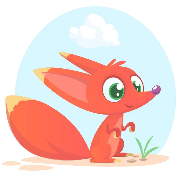 Cute cartoon  fox character. Wild forest animal collection. Baby education. Isolated. White background. Flat design Vector illustration — Stock Vector