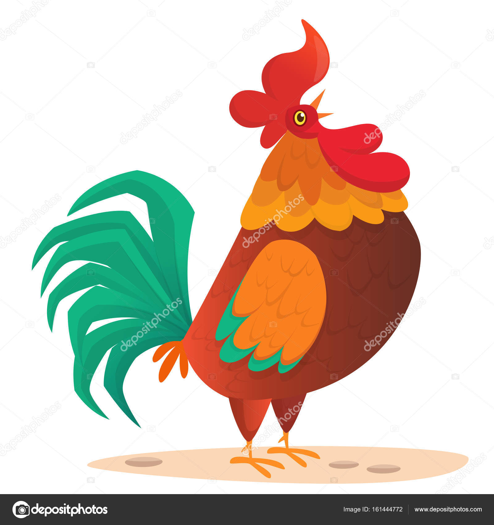 Gallo del fumetto grasso Illustrazione vettoriale colorato di Gallo del fumetto grasso Illustrazione vettoriale colorato di Gallo di canto — Vettoriale Stock