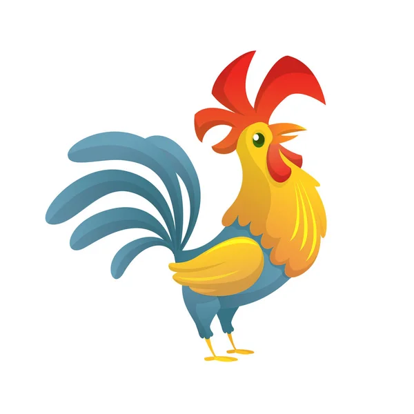 Dessin animé poulet coq posant. Illustration vectorielle du symbole du nouvel an — Image vectorielle