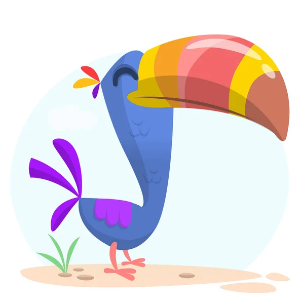 Caricatura de pájaro tucán. Ilustración vectorial de tukan feliz aislado — Vector de stock