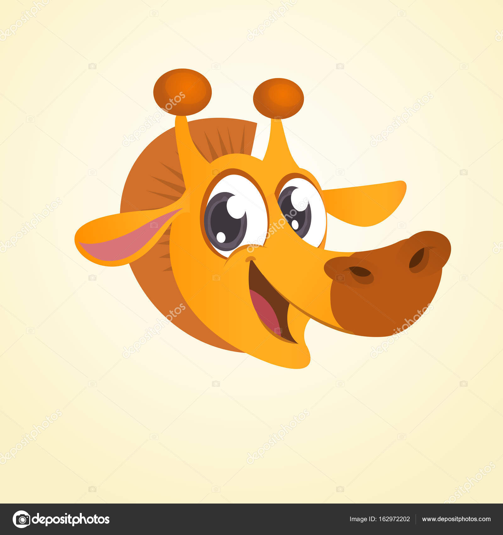 Icona della testa di giraffa del fumetto Colore piatto luminoso semplificato illustrazione vettoriale nel disegno