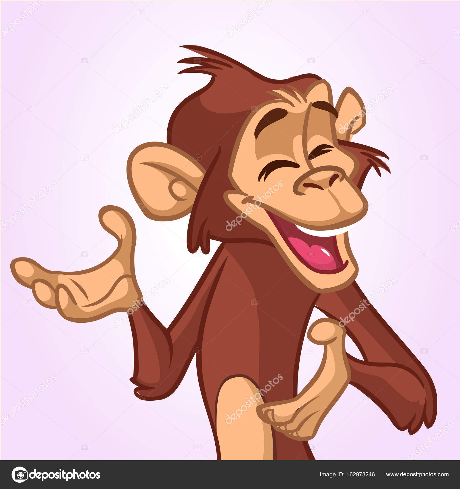 Desenho animado feliz macaco acenando a mão