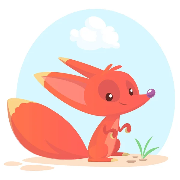 Schattige cartoon fox. Vectorillustratie van fox zitten. Zeer geschikt voor decoratie of sticker ontwerp — Stockvector