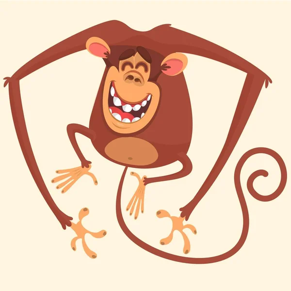 Cute chimpanzee cartoon. Colorful illustration of funny monkey — Stock Vector