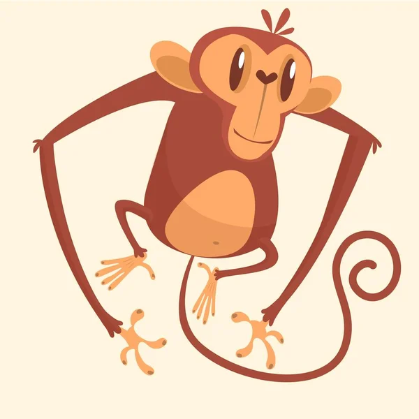 Cute cartoon monkey character. Wild forest animal collection. Baby education. Isolated on white background. Flat design. Vector illustration of chimpanzee — Stock Vector