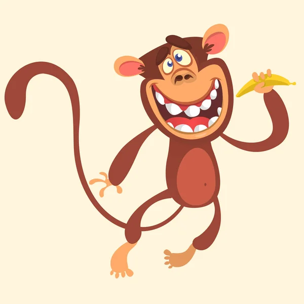 Cute chimpanzee cartoon. Colorful illustration of funny monkey — Stock Vector