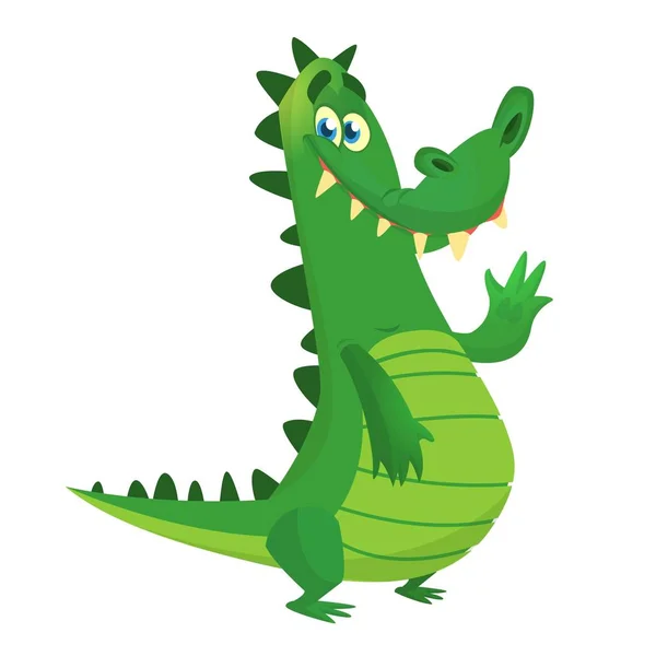 Karikatur-Krokodil. Vektor-Zeichen-Symbol isoliert auf weiß — Stockvektor