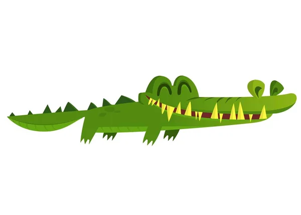 Милая ящерица-крокодил плавает. Векторная иллюстрация персонажа для детской книги . — стоковый вектор