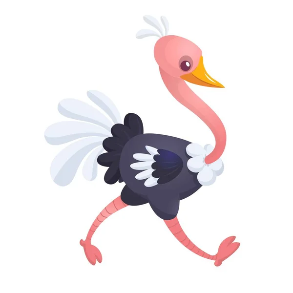 Bonito personagem de avestruz de desenho animado. Coleção de animais selvagens. Educação infantil. Ilustração vetorial isolada —  Vetores de Stock