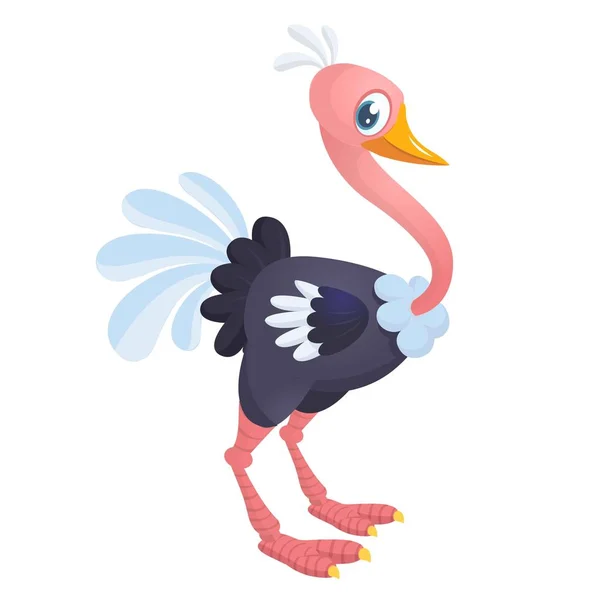 Cute cartoon ostrich. Vector character illustration for children book. — Stock Vector