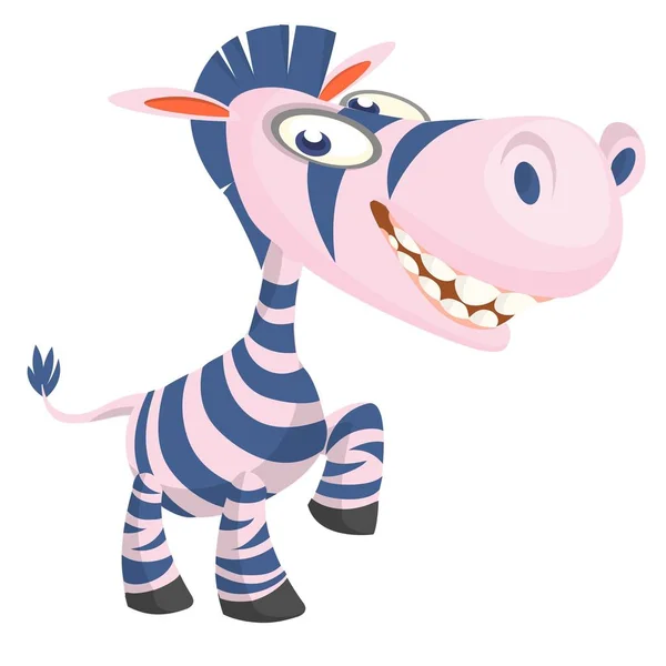 Söta tecknade zebra. Vektor karaktär illustration för barnbok. — Stock vektor
