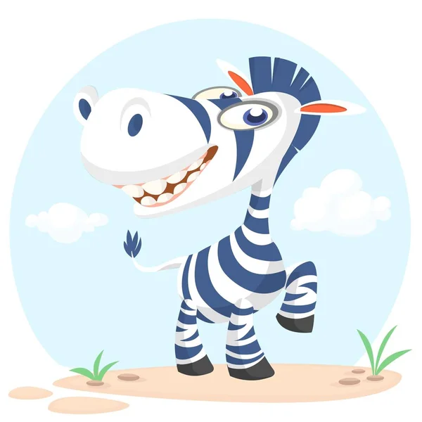 Roztomilý kreslený charakter zebra. Sbírku divokých zvířat. Výchova dítěte. Izolované vektorové ilustrace — Stockový vektor