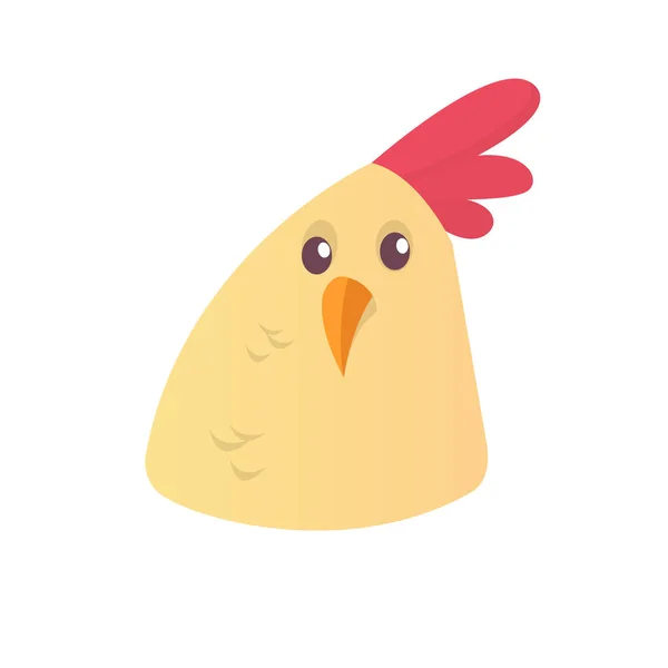 Cartoon cute chicken icon. Vector illustration of a cool white chicken head. Design element.  Great for print, sticker, banner or emblem. Isolated on white — Stock Vector