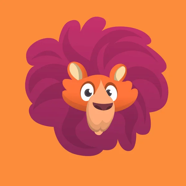 Icono de cabeza de león de dibujos animados. Ilustración plana brillante del vector del color simplificado en diseño divertido del estilo de la historieta — Vector de stock