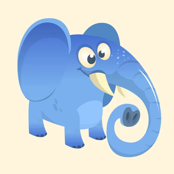 Lindo icono de elefante azul de dibujos animados. Ilustración vectorial con gradientes simples. Gran diseño para imprimir. Aislado — Vector de stock