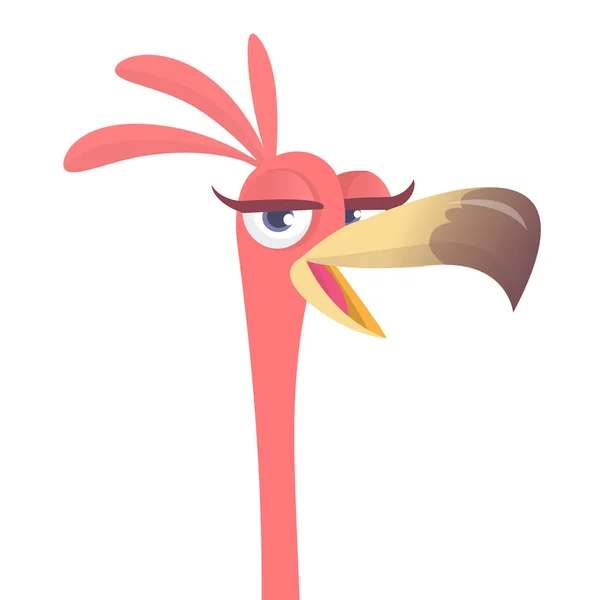 Cool karton pink flamingo pták. Vektorové ilustrace izolované. Návrh plakátu štítku — Stockový vektor