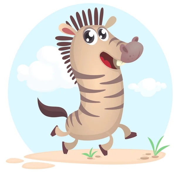 Lovely cartoon illustration of zebra dancing excited. Vector character illustration for children book. — Stock Vector