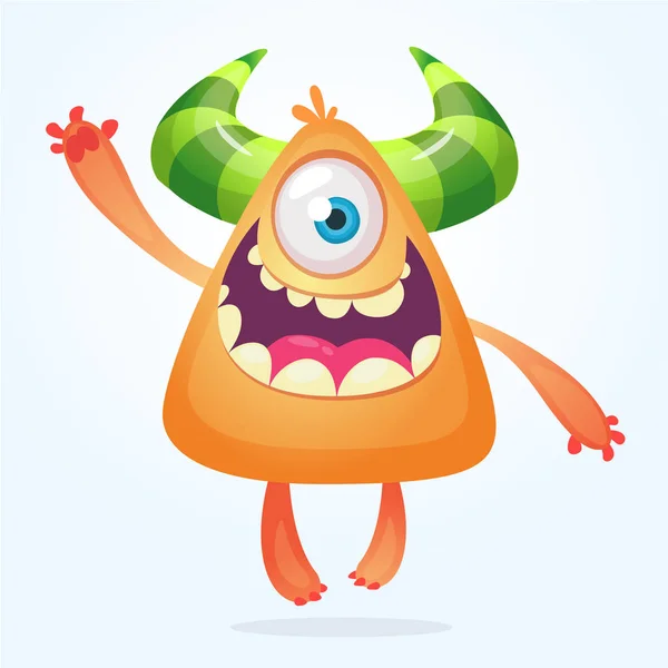 Tecknad monster. Orange monster leende. Halloween vektorillustration. — Stock vektor