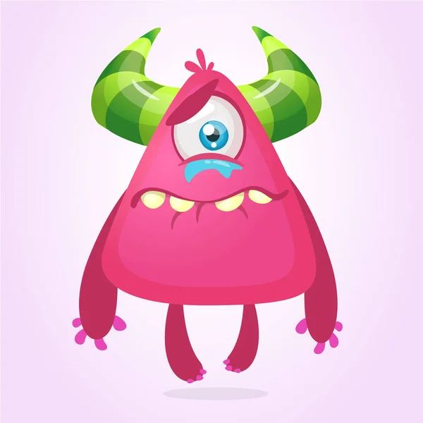 Llorando monstruo molesto de dibujos animados. Mascota de personaje monstruo rosa. Ilustración vectorial para Halloween — Vector de stock