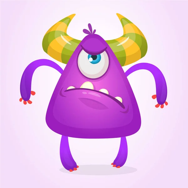 Cartoon arga monster. Violett vector monster arg uttryck för Halloween. — Stock vektor