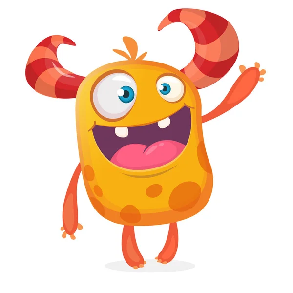 Crazy cartoon monster. Vector orange monster. Halloween design or gremlin or troll — Stock Vector