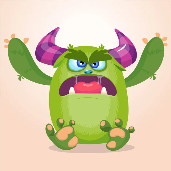 Dessin animé monstre en colère. Illustration vectorielle Halloween — Image vectorielle
