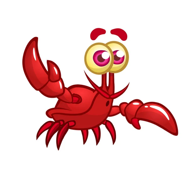 Feliz cangrejo marino de dibujos animados con grandes garras y una cara sonriente. Ilustración vectorial — Archivo Imágenes Vectoriales