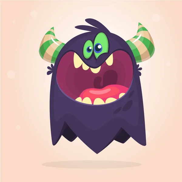 Boos cartoon zwart monster schreeuwen. Schreeuwende boze monsteruitdrukking. Halloween vector illustratie — Stockvector