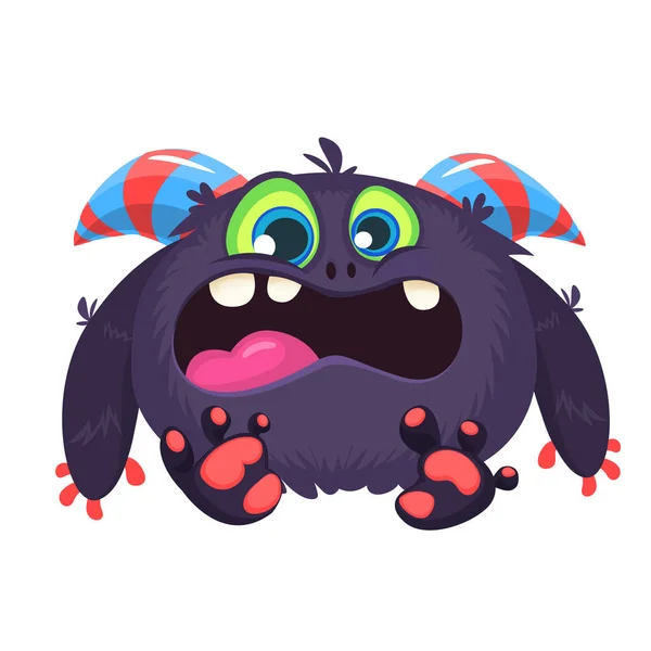 Angry cartoon black monster screaming. Yelling angry monster expression. Big collection of cute monsters. Halloween character. Vector illustration — Stock Vector