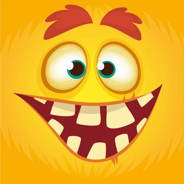 Zabawny potwór z kreskówki. Halloween wektor ilustracja awatara twarz potwora — Wektor stockowy