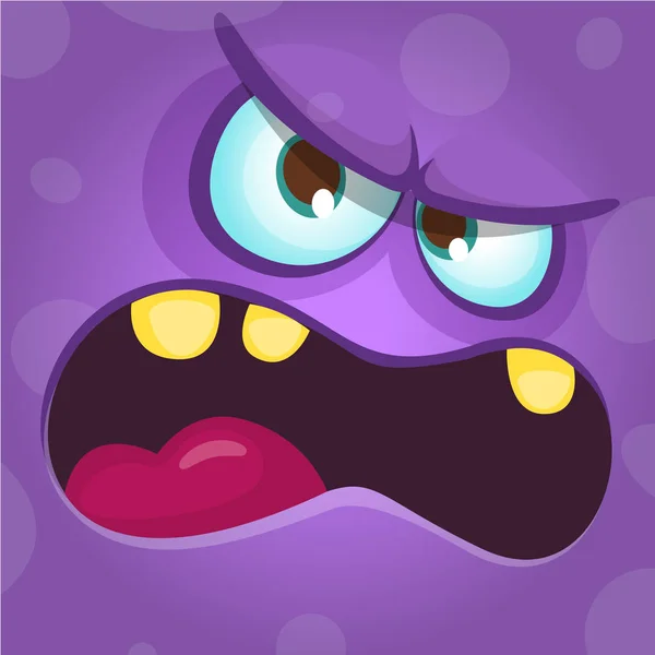 Roligt arg tecknad monster ansikte. Halloween illustration. Utskriftsdesign för t-shirts — Stock vektor