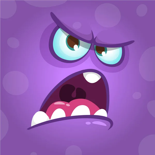 Funny angry cartoon monster face. Halloween illustration. Prints design for t-shirts — Stock Vector