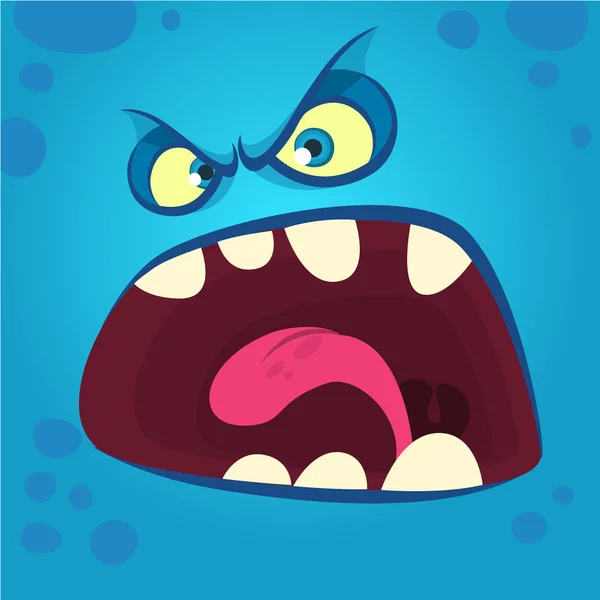 Angry cartoon monster face. Halloween illustration. Prints design for t-shirts — Stock Vector